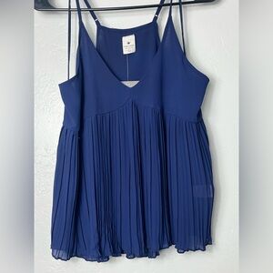 Deep Blue Pleated Camisole. Large